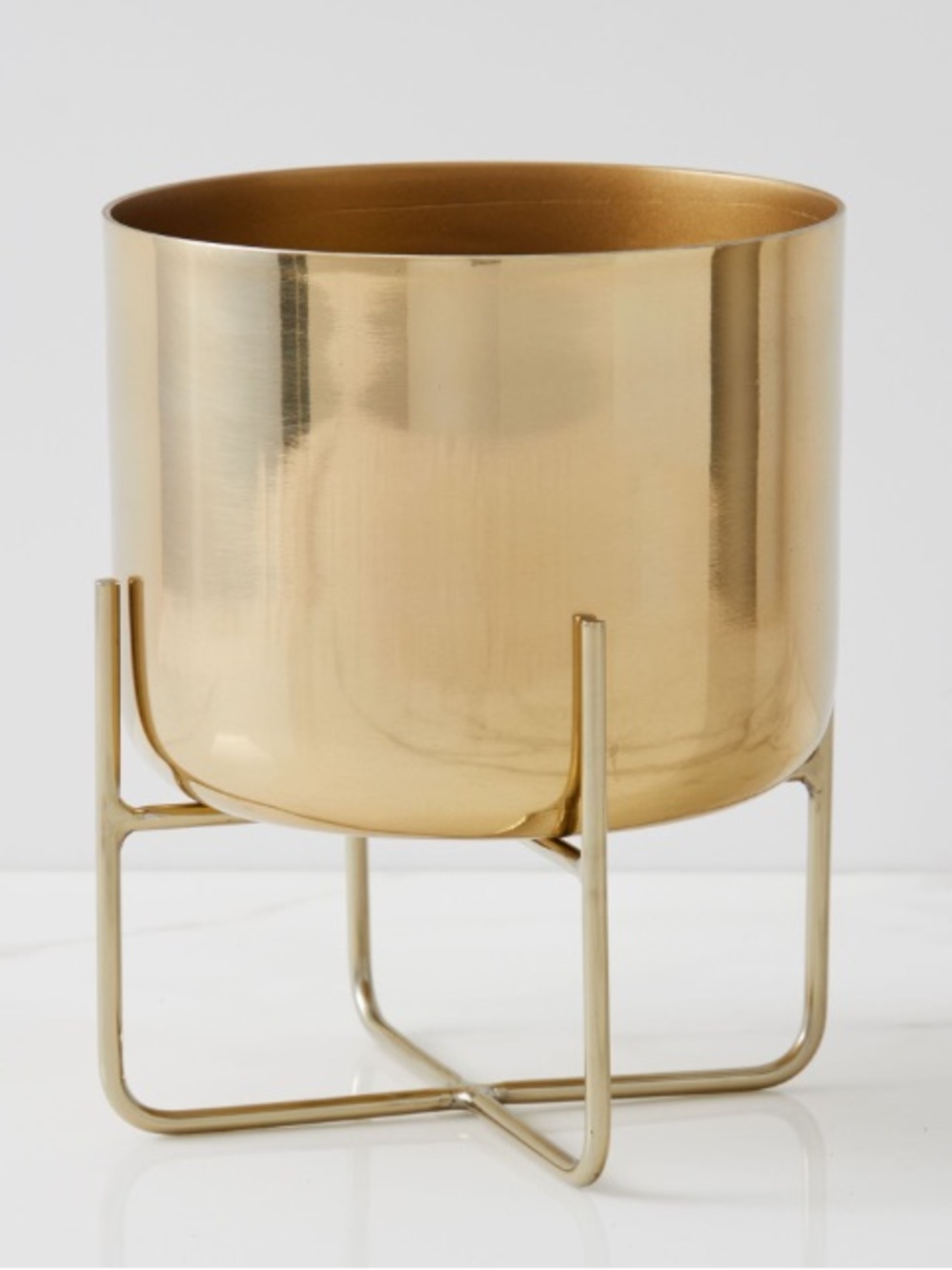 West Elm Spun Metal Tabletop Planter in Brass Gold
